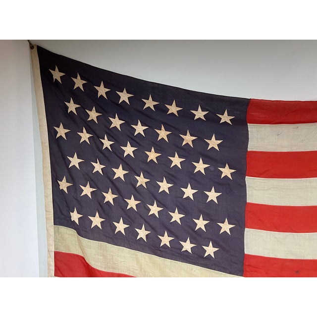 Antique 45 Star American Flag From the Spanish American War Era 9’9 X 6 For Sale - Image 4 of 8