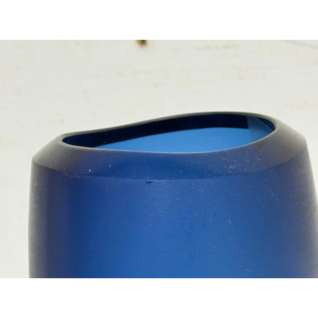 Blue Franco Poli for Arcade Murano Art Glass Vase, Model 27 For Sale - Image 8 of 12