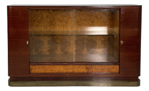 Italian Art Deco Bar Cabinet with Lamp in Wood and Glass, 1930s