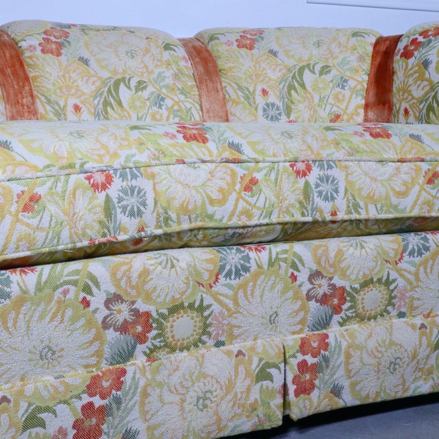 1960's Drexel Heritage Curved Poppy Yellow Garden Loveseat For Sale - Image 11 of 13