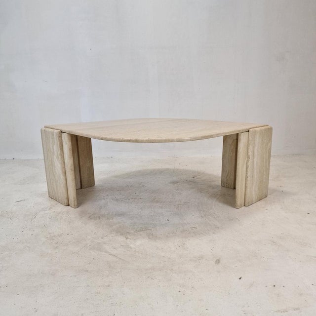 Beige Italian Travertine Coffee Table, 1989 For Sale - Image 8 of 18
