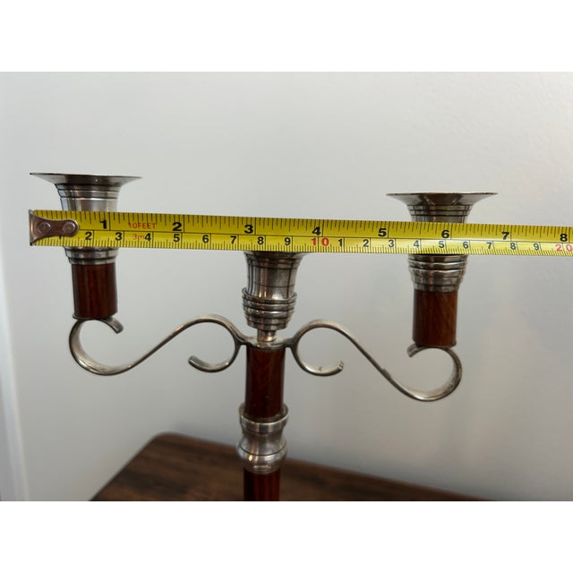 Pair of Mahogany and Silver Plated Candelabras For Sale - Image 17 of 18