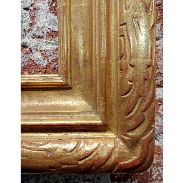 American Art Nouveau Style 22 K Gilded Carved Wooden Frame by Vandauren 23x26" For Sale - Image 3 of 11