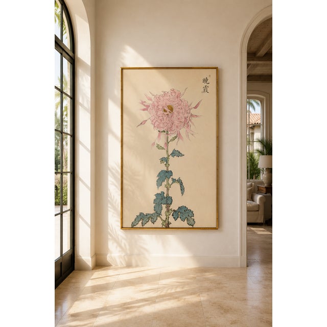 Paper Pink Floral Giclee, Vintage Japanese Botanical Art Print, 16" X 24" For Sale - Image 7 of 8