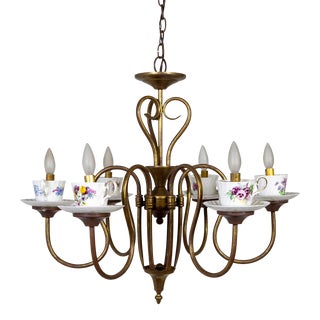 Late 20th Century Tea Cup Scroll Arm Chandelier For Sale