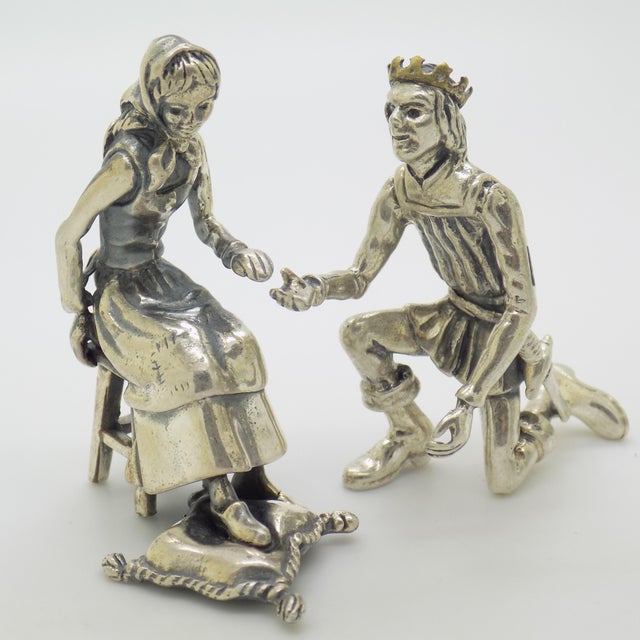 Vintage Italian Cinderella and Prince Silver 800 Figurine Duo by Arezzo Silversmiths, 1970s For Sale - Image 4 of 14