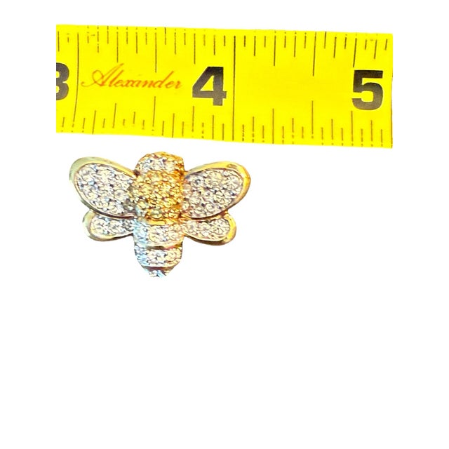 Glass Swarovski Bumblebee Brooch Signed Gold Rhinestone For Sale - Image 7 of 11