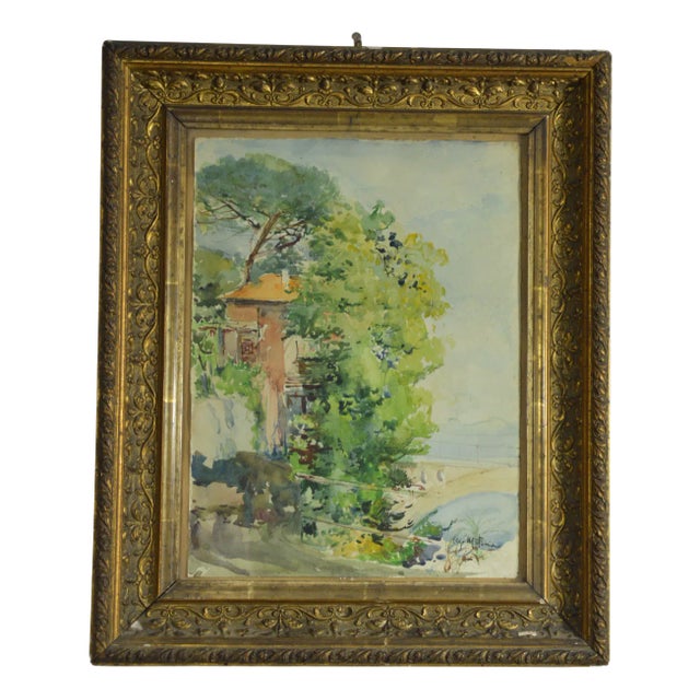 Ugo Matania, Mediterranean Landscape, Original Watercolor For Sale