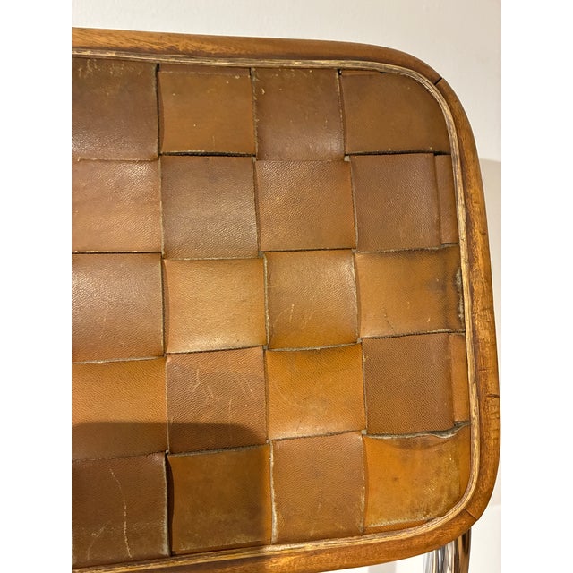 1960s Vintage Leather Wood and Chrome Side Chair For Sale - Image 14 of 16