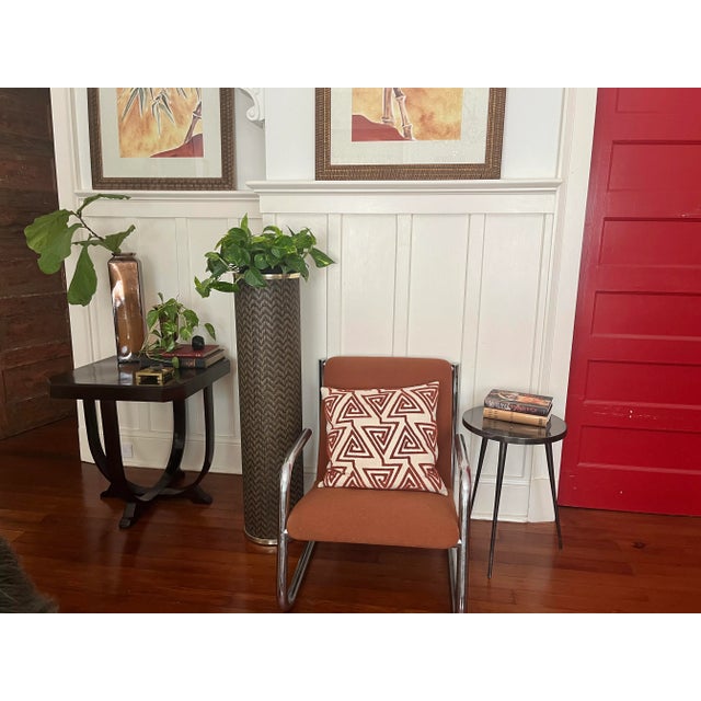 Mid-Century Modern 1960s Mid-Century Modern Brown Woven Cylinder Floor Planter For Sale - Image 3 of 7