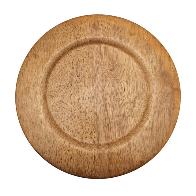 Blond Wood Hand Turned Charcuterie Cheese Platter Round 12.5in For Sale In San Francisco - Image 6 of 7