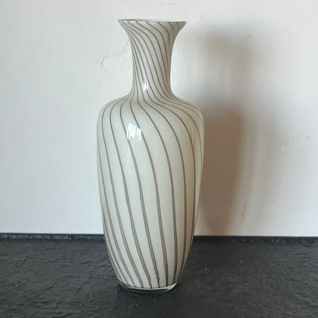 Italian Vintage Italian Glass Vase With Elegant Spiral For Sale - Image 3 of 5