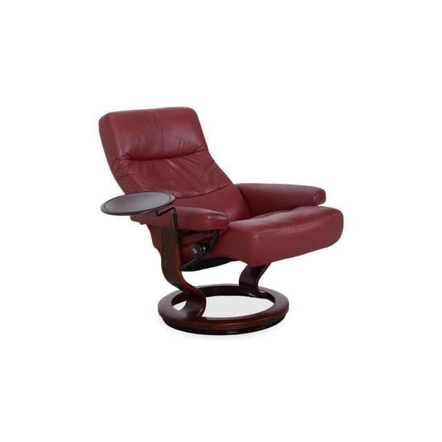 Set of Leather Atlantic Recliner and Ottoman in Red Genuine Leather from Stressless For Sale - Image 6 of 18