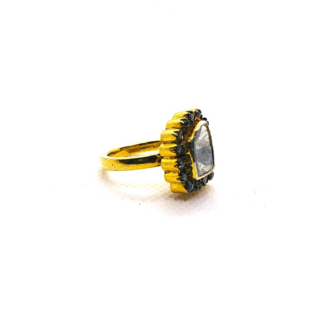 Bochic “Capri” Natural Rose Cut Diamond Ring Set In 18K Gold & Silver For Sale In New York - Image 6 of 9