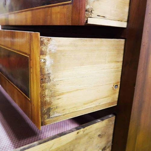 Wooden Chest of Drawers with Three Drawers and Geometric Inlays For Sale - Image 9 of 13