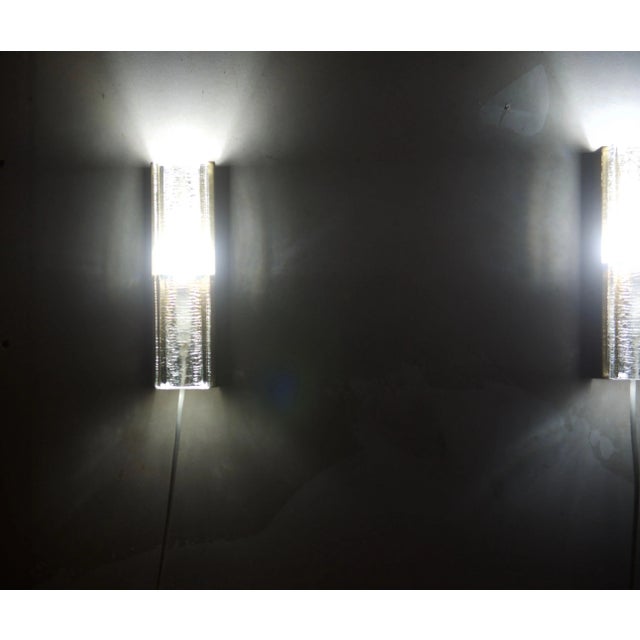 Metal Mid-Century Glass and Brass Sconces from Vitrika, 1966, Set of 2 For Sale - Image 7 of 10