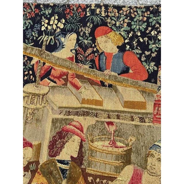 Textile Vintage French Screen Printed by Hand Tapestry Vendanges Museum Design, 1970s For Sale - Image 7 of 18