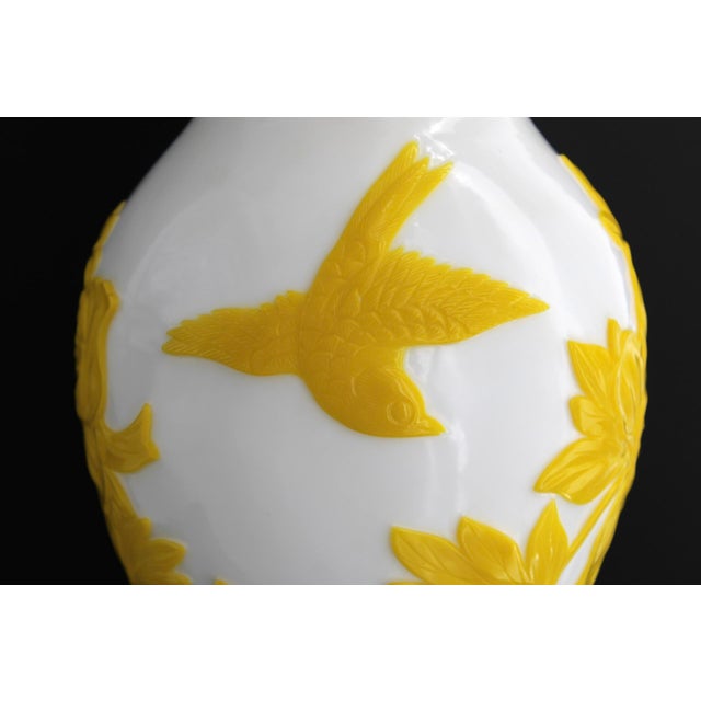 Antique 14” Chinese Imperial Yellow Peking Glass Vase, Hand Carved, C1910 For Sale In Dallas - Image 6 of 13