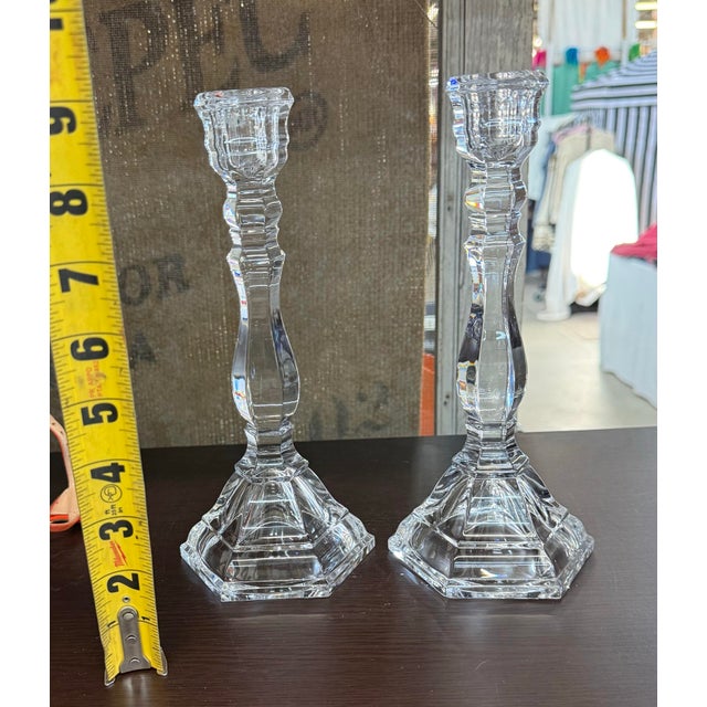 Tiffany & Co Hampton 9" Crystal Candlesticks Taper Candle Holders Pair For Sale In Atlanta - Image 6 of 6