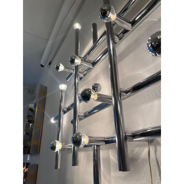 1970s Large Wall Light in Chromed Tubular Steel by Temde AG Switzerland, 1970s For Sale - Image 5 of 11
