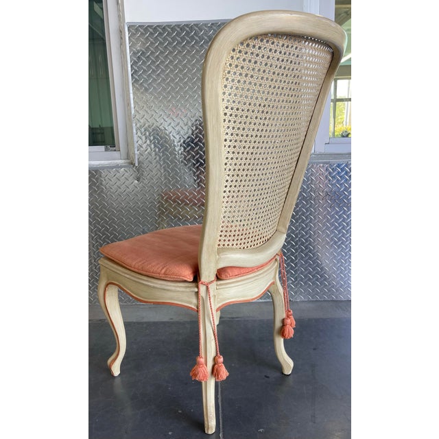 Ivory Vintage French Provincial Cane Dining Chairs, Holland & Salley Interiors, Naples – In the Manner of John Widdicomb | Set of 6 For Sale - Image 8 of 13