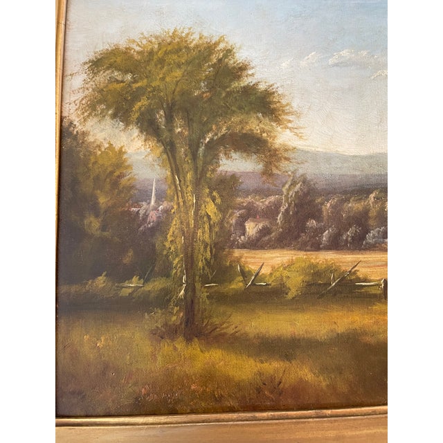 19th Century Antique 1874 Landscape Pastoral Oil Painting L. Davis For Sale - Image 5 of 8