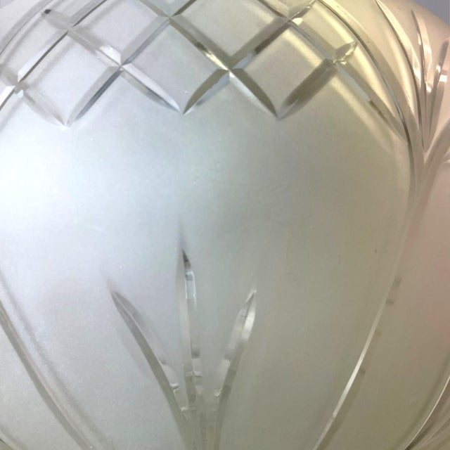 Portuguese Regency Style Frosted Glass Pendant with Ornate Brass Crown, 1980s For Sale - Image 12 of 17