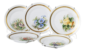 Porcelain Flower Plates, Set of 5