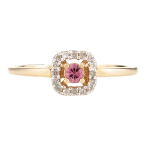 Rose Pink Sapphire and Halo Diamond Ring Size 7