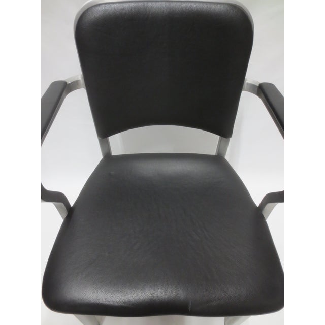 Black Emeco Navy Armchair in Black Leather For Sale - Image 8 of 9
