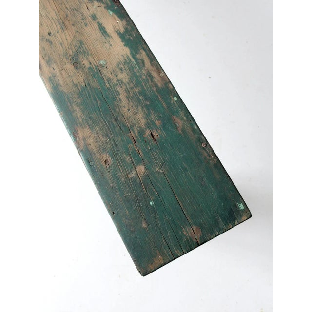 Antique Green Farmhouse Bench For Sale - Image 11 of 13