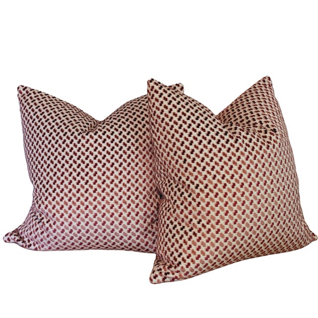 Traditional Manuel Canovas Pink Cut Velvet 22" Pillows - Set of 2 For Sale - Image 3 of 4
