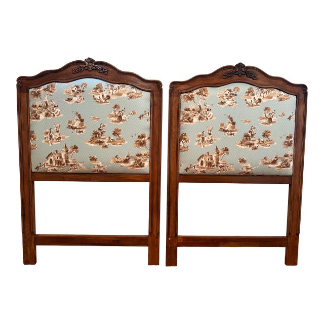 Late 20th Century Drexel Upholstered Wood Twin Headboards, a Pair For Sale