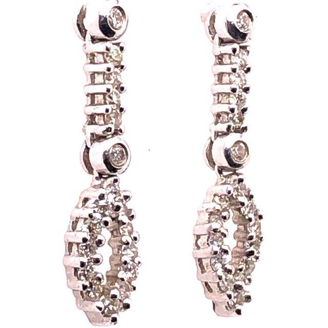 14 Karat White Gold Free Style Diamond Drop / Dangle Earrings For Sale - Image 9 of 9