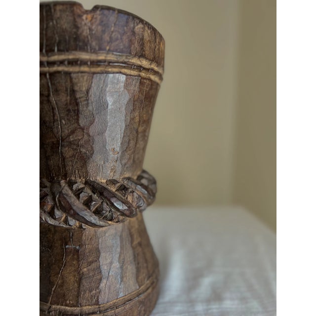 Late 19th Century Vintage Wooden Indian Mortar No2 For Sale - Image 5 of 6