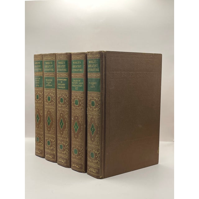 Tan & Green Hardcover Book Set-5 Volumes For Sale - Image 4 of 8
