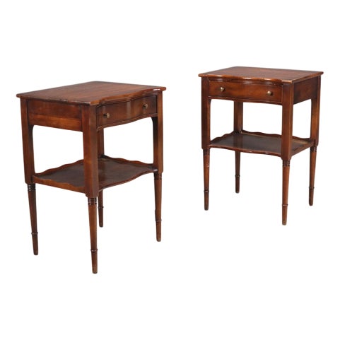 Walnut Bedside Tables, Set of 2 For Sale