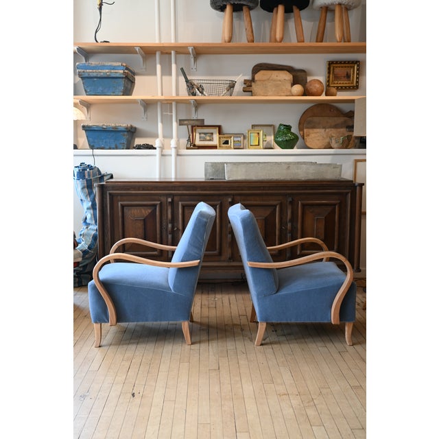 Jindrich Halabala H237 Armchairs in Pierre Frey Mohair For Sale - Image 10 of 14