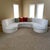 Gorgeous white/cream linen blend three piece conversational sofa by Milo Baughman for Thayer Coggin. The original creamy...