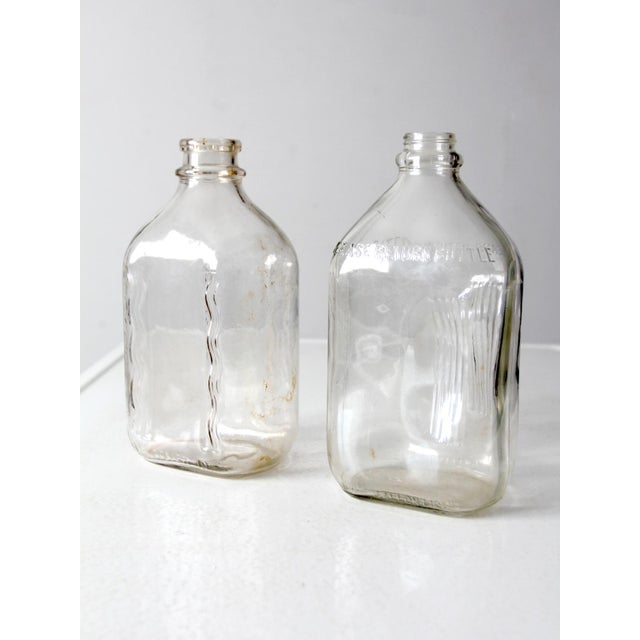 Vintage Glass Milk Jugs Pair For Sale - Image 9 of 9