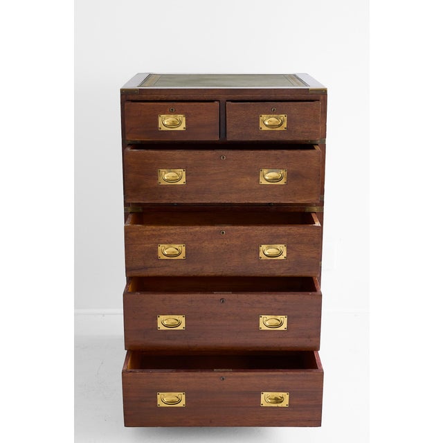 Campaign English Campaign Chest & Secretary in Mahogany With Brass Fittings For Sale - Image 3 of 18