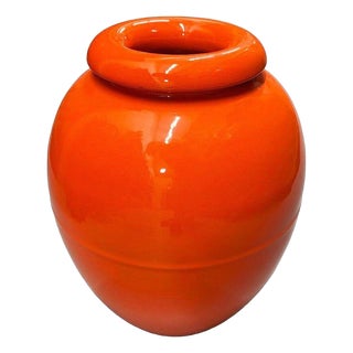 Large 15" Orange California Pottery Vase Planter Oil Jar by Bauer Pottery, 1920 For Sale