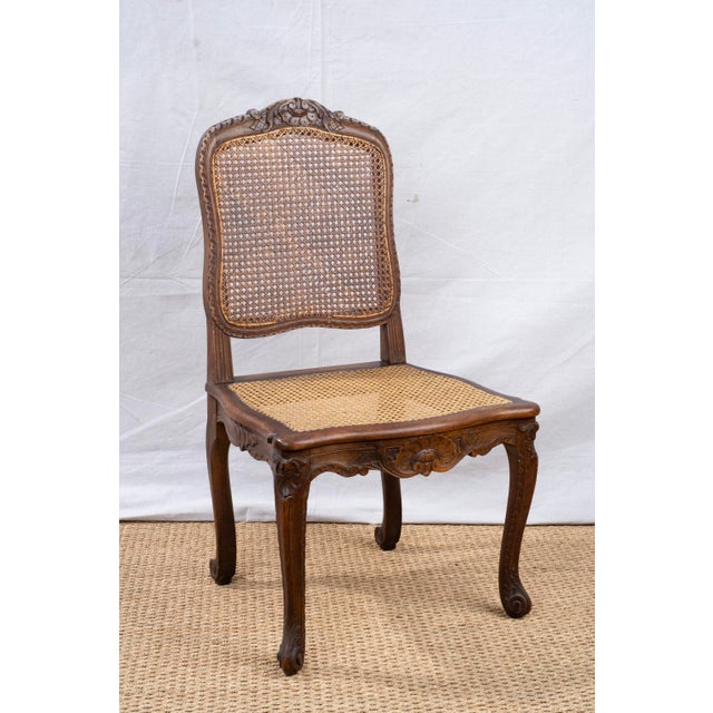 Early 20th Century Pair of Louis XV Style Cane Side Chairs For Sale - Image 4 of 12
