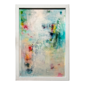 Contemporary Watercolor Painting Mixed Media, Framed