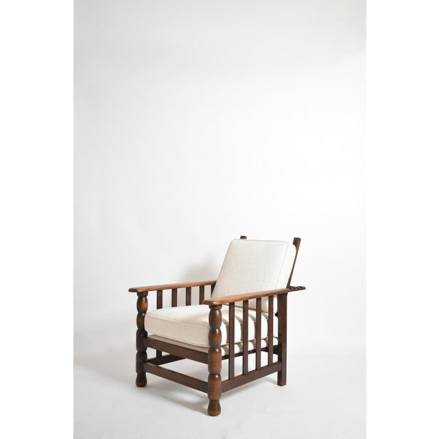 1940s Vintage Dudouyt Style Lounge Chair in Oak, 1940s For Sale - Image 5 of 5