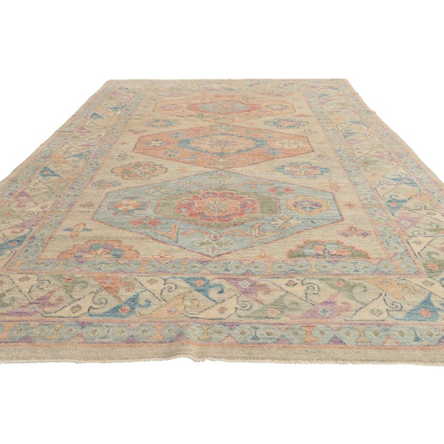 Contemporary Contemporary Pakistani Oushak Rug, 05'10 X 09'02 For Sale - Image 3 of 10