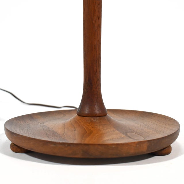 Wood Walnut Floor Lamp with Sculpted Details For Sale - Image 7 of 8