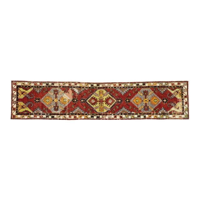 Mid 20th Century Vintage Turkish Oushak Hallway Runner 02'06 X 11'07 For Sale