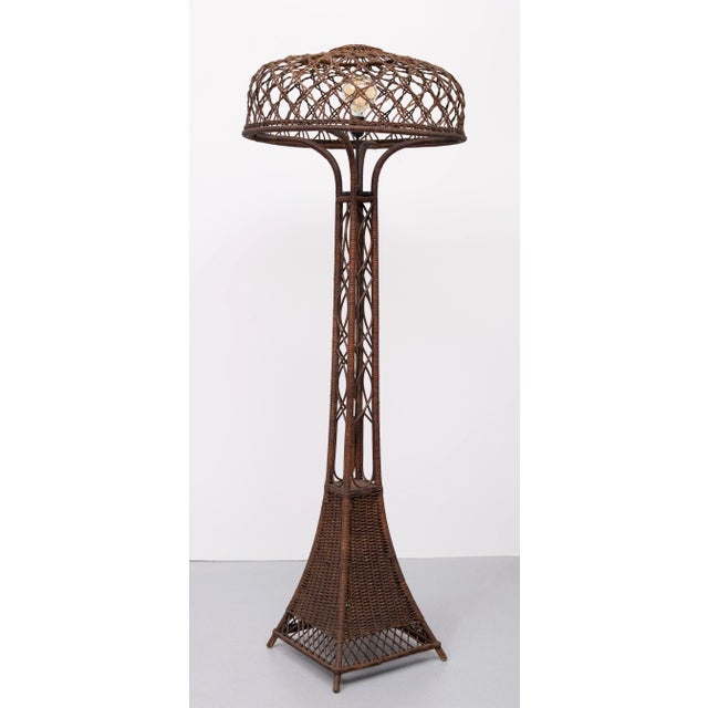 Wicker Floor Lamp by l.P.H. De Ridder Amsterdam, 1920s For Sale - Image 10 of 10