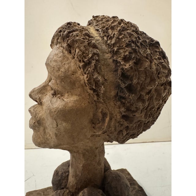1990s Vintage Woman Bust on Wood Mount For Sale - Image 5 of 11